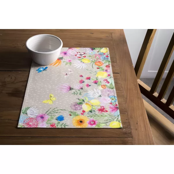 imageMaison d Hermine Cloth Placemats Set of 4 100 Cotton Decorative Washable Table Place Mat Kitchen Party Wedding Restaurant ampamp Camping Meadow Florals  Beige  SpringSummer16  Jardin Dete  Fog