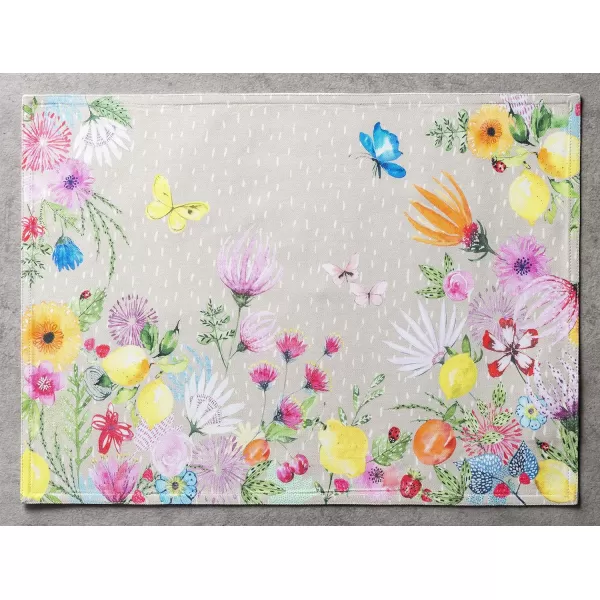 imageMaison d Hermine Cloth Placemats Set of 4 100 Cotton Decorative Washable Table Place Mat Kitchen Party Wedding Restaurant ampamp Camping Meadow Florals  Beige  SpringSummer16  Jardin Dete  Fog