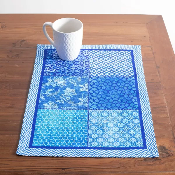 imageMaison d Hermine Cloth Placemats Set of 4 100 Cotton Decorative Washable Table Place Mat Kitchen Party Wedding Restaurant ampamp Camping Meadow Florals  Beige  SpringSummer21  Indigo Love
