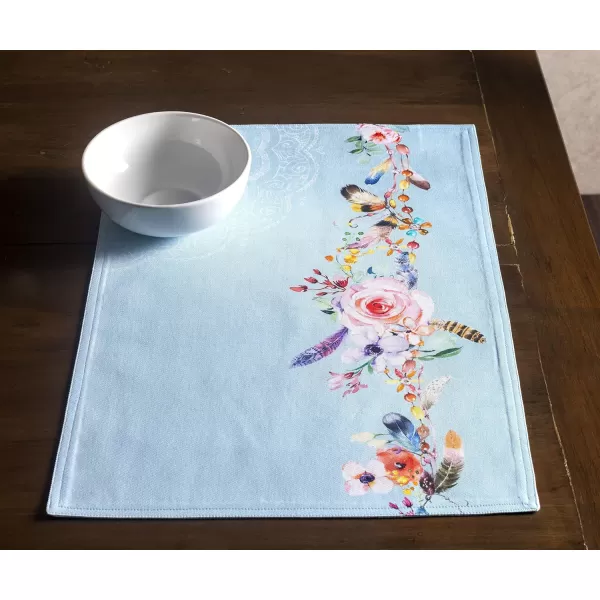 imageMaison d Hermine Cloth Placemats Set of 4 100 Cotton Decorative Washable Table Place Mat Kitchen Party Wedding Restaurant ampamp Camping Meadow Florals  Beige  SpringSummer26  Ibiza
