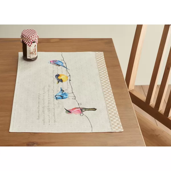 imageMaison d Hermine Cloth Placemats Set of 4 100 Cotton Decorative Washable Table Place Mat Kitchen Party Wedding Restaurant ampamp Camping Meadow Florals  Beige  SpringSummer5  Birdies on Wire