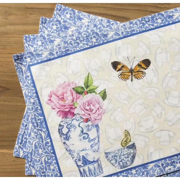 imageMaison d Hermine Cloth Placemats Set of 4 100 Cotton Decorative Washable Table Place Mat Kitchen Party Wedding Restaurant ampamp Camping Meadow Florals  Beige  SpringSummer10  Canton