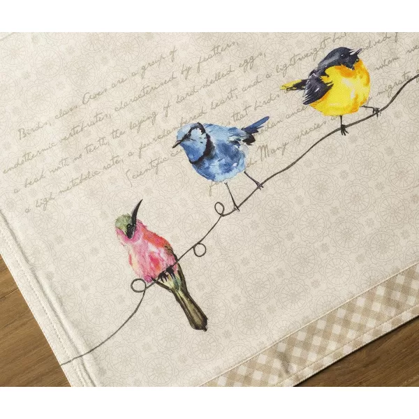 imageMaison d Hermine Cloth Placemats Set of 4 100 Cotton Decorative Washable Table Place Mat Kitchen Party Wedding Restaurant ampamp Camping Meadow Florals  Beige  SpringSummer5  Birdies on Wire