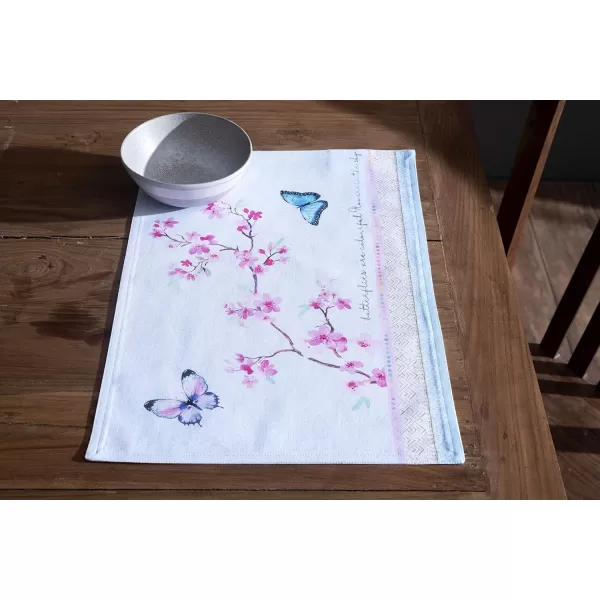 imageMaison d Hermine Cloth Placemats Set of 4 100 Cotton Decorative Washable Table Place Mat Kitchen Party Wedding Restaurant ampamp Camping Meadow Florals  Beige  SpringSummer13  Blossoms in Spring