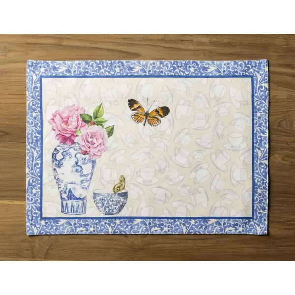 imageMaison d Hermine Cloth Placemats Set of 4 100 Cotton Decorative Washable Table Place Mat Kitchen Party Wedding Restaurant ampamp Camping Meadow Florals  Beige  SpringSummer10  Canton