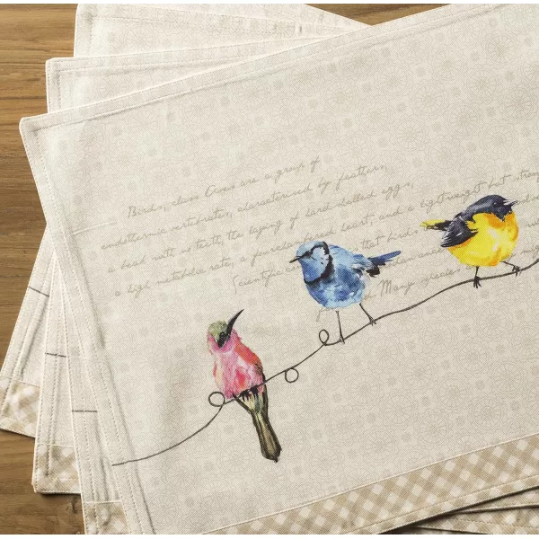 imageMaison d Hermine Cloth Placemats Set of 4 100 Cotton Decorative Washable Table Place Mat Kitchen Party Wedding Restaurant ampamp Camping Meadow Florals  Beige  SpringSummer5  Birdies on Wire