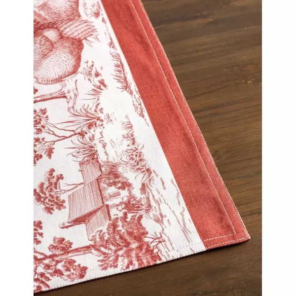 imageMaison d Hermine Cloth Placemats Set of 4 100 Cotton Decorative Washable Table Place Mat Kitchen Wedding Restaurant ampamp Camping Kelim  Prairie  ThanksgivingChristmas22  Holy Jouy  Red
