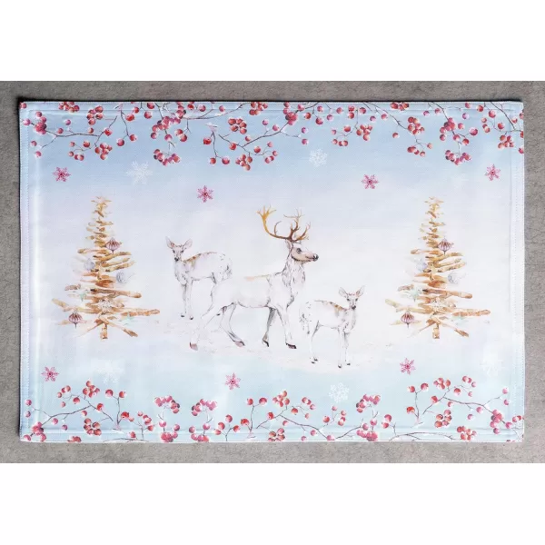 imageMaison d Hermine Cloth Placemats Set of 4 100 Cotton Decorative Washable Table Place Mat Kitchen Wedding Restaurant ampamp Camping Kelim  Prairie  ThanksgivingChristmas7  Fairytale Forest