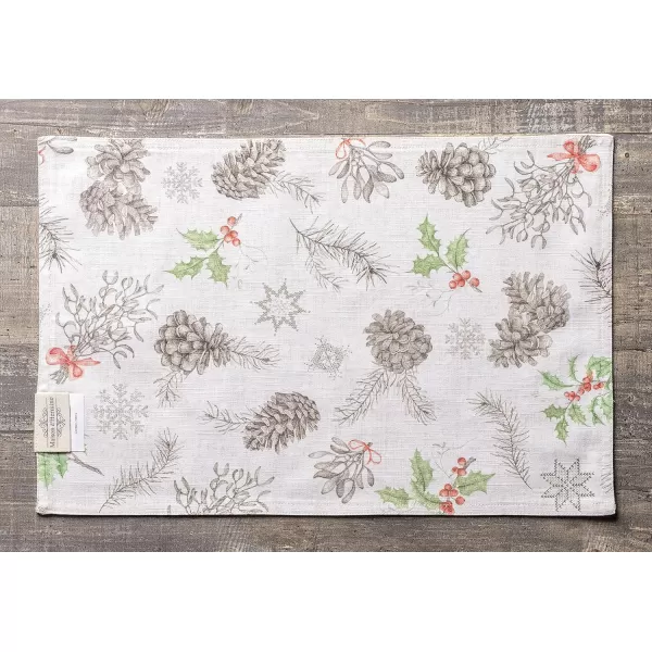 imageMaison d Hermine Cloth Placemats Set of 4 100 Cotton Decorative Washable Table Place Mat Kitchen Wedding Restaurant ampamp Camping Kelim  Prairie  ThanksgivingChristmas6  Christmas Dew