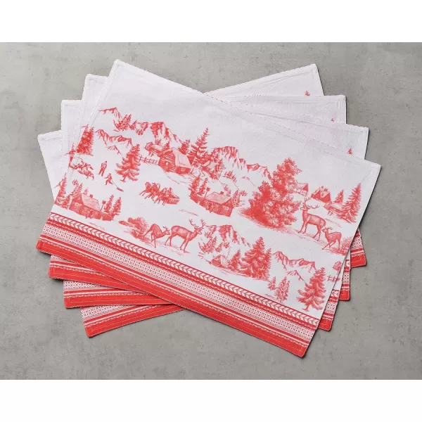 imageMaison d Hermine Cloth Placemats Set of 4 100 Cotton Decorative Washable Table Place Mat Kitchen Wedding Restaurant ampamp Camping Kelim  Prairie  ThanksgivingChristmas19  Winter Jouy