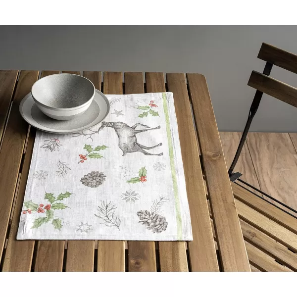 imageMaison d Hermine Cloth Placemats Set of 4 100 Cotton Decorative Washable Table Place Mat Kitchen Wedding Restaurant ampamp Camping Kelim  Prairie  ThanksgivingChristmas6  Christmas Dew