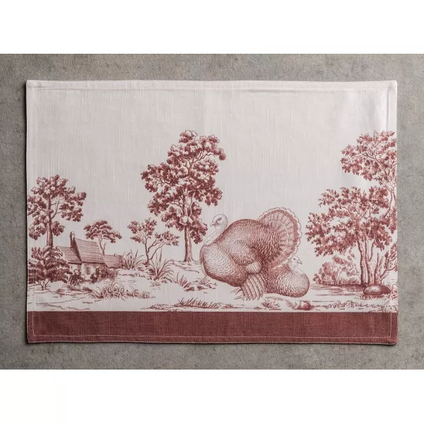 imageMaison d Hermine Cloth Placemats Set of 4 100 Cotton Decorative Washable Table Place Mat Kitchen Wedding Restaurant ampamp Camping Kelim  Prairie  ThanksgivingChristmas26  Holy Jouy  Brown