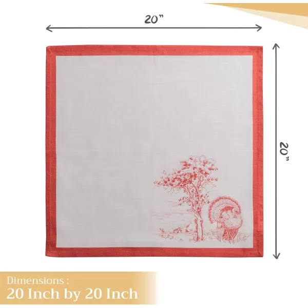 imageMaison d Hermine Napkins 100 Cotton Set of 4 Decorative Napkin Washable Cloth Napkins for Gifts Home Wedding Party ampamp Camping Whitish Shabby Chique  ThanksgivingChristmas 20x2016  Holy Jouy  Red