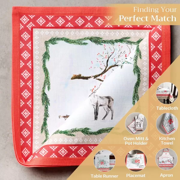 imageMaison d Hermine Napkins 100 Cotton Set of 4 Decorative Napkin Washable Cloth Napkins for Gifts Home Wedding Party ampamp Camping Whitish Shabby Chique  ThanksgivingChristmas 20x2026  Rural Xmas