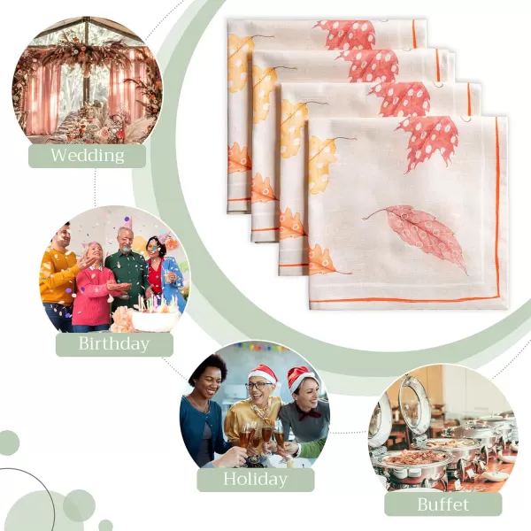 imageMaison d Hermine Napkins 100 Cotton Set of 4 Decorative Napkin Washable Cloth Napkins for Gifts Home Wedding Party ampamp Camping Whitish Shabby Chique  ThanksgivingChristmas 20x2015  Colors of Autumn