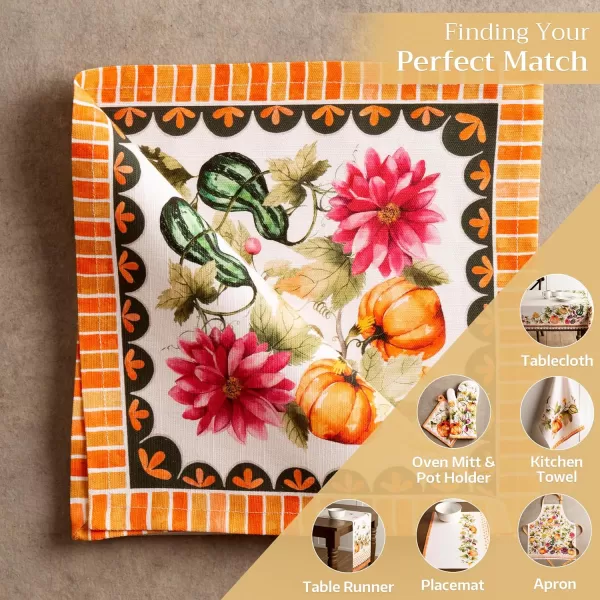 imageMaison d Hermine Napkins 100 Cotton Set of 4 Decorative Napkin Washable Cloth Napkins for Gifts Home Wedding Party ampamp Camping Whitish Shabby Chique  ThanksgivingChristmas 20x2012  Pumpkin Garden  Cloudy Cream