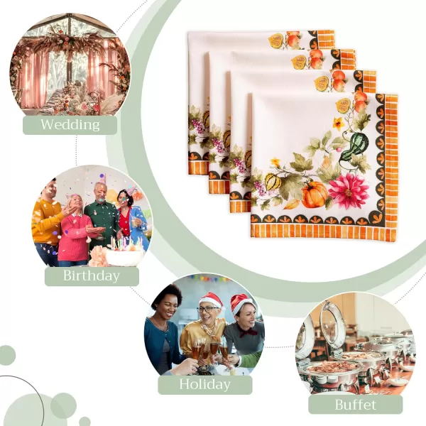 imageMaison d Hermine Napkins 100 Cotton Set of 4 Decorative Napkin Washable Cloth Napkins for Gifts Home Wedding Party ampamp Camping Whitish Shabby Chique  ThanksgivingChristmas 20x2012  Pumpkin Garden  Cloudy Cream