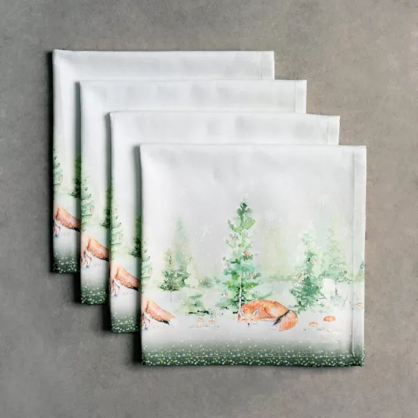imageMaison d Hermine Napkins 100 Cotton Set of 4 Decorative Napkin Washable Cloth Napkins for Gifts Home Wedding Party ampamp Camping Whitish Shabby Chique  ThanksgivingChristmas 20x2025  Winter Mornings