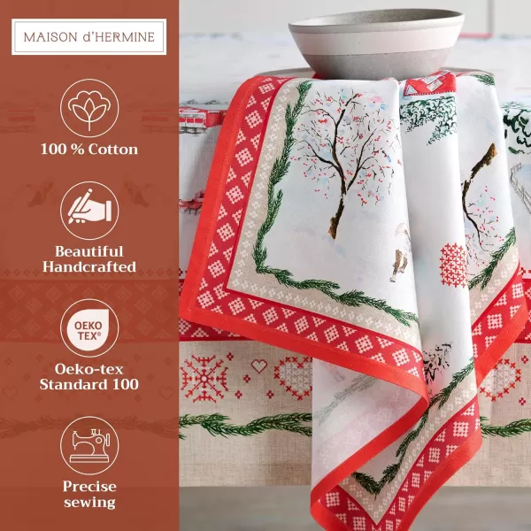 imageMaison d Hermine Napkins 100 Cotton Set of 4 Decorative Napkin Washable Cloth Napkins for Gifts Home Wedding Party ampamp Camping Whitish Shabby Chique  ThanksgivingChristmas 20x2026  Rural Xmas