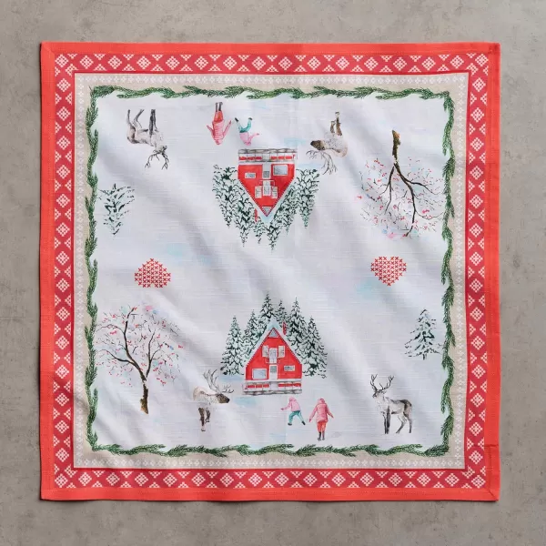 imageMaison d Hermine Napkins 100 Cotton Set of 4 Decorative Napkin Washable Cloth Napkins for Gifts Home Wedding Party ampamp Camping Whitish Shabby Chique  ThanksgivingChristmas 20x2026  Rural Xmas