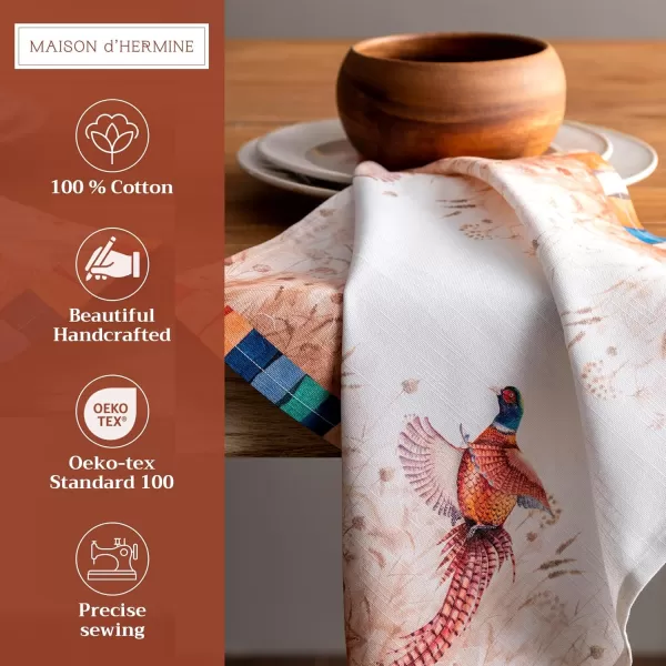 imageMaison d Hermine Napkins 100 Cotton Set of 4 Decorative Napkin Washable Cloth Napkins for Gifts Home Wedding Party ampamp Camping Whitish Shabby Chique  ThanksgivingChristmas 20x2024  Faisan Dautomne