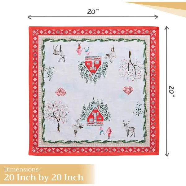 imageMaison d Hermine Napkins 100 Cotton Set of 4 Decorative Napkin Washable Cloth Napkins for Gifts Home Wedding Party ampamp Camping Whitish Shabby Chique  ThanksgivingChristmas 20x2026  Rural Xmas