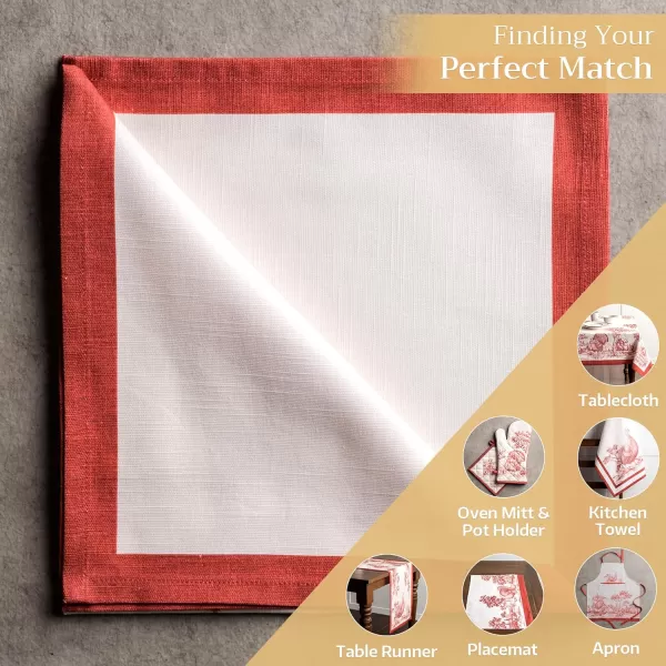 imageMaison d Hermine Napkins 100 Cotton Set of 4 Decorative Napkin Washable Cloth Napkins for Gifts Home Wedding Party ampamp Camping Whitish Shabby Chique  ThanksgivingChristmas 20x2016  Holy Jouy  Red