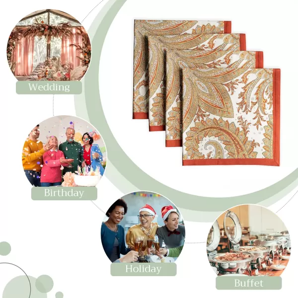 imageMaison d Hermine Napkins 100 Cotton Set of 4 Decorative Napkin Washable Cloth Napkins for Gifts Home Wedding Party ampamp Camping Whitish Shabby Chique  ThanksgivingChristmas 20x2002  Kashmir Paisley