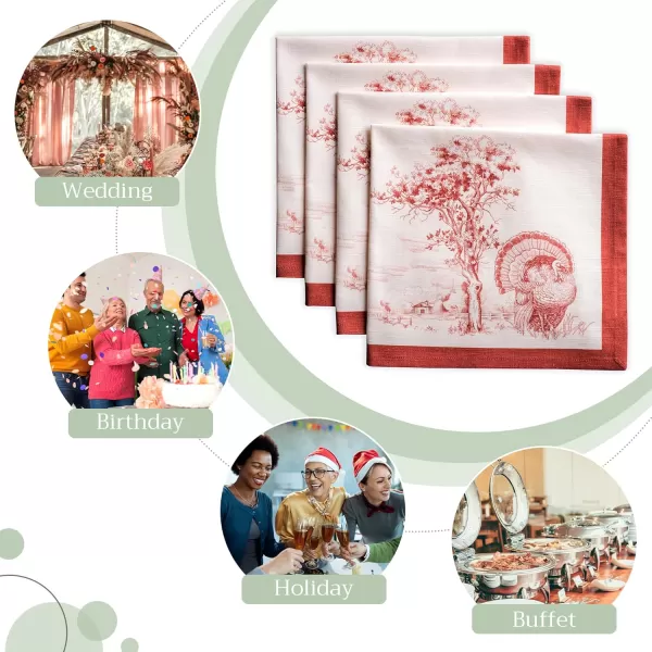 imageMaison d Hermine Napkins 100 Cotton Set of 4 Decorative Napkin Washable Cloth Napkins for Gifts Home Wedding Party ampamp Camping Whitish Shabby Chique  ThanksgivingChristmas 20x2016  Holy Jouy  Red