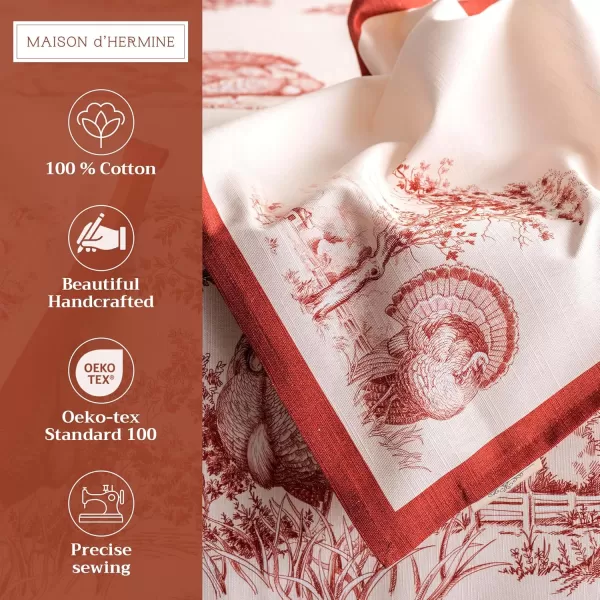imageMaison d Hermine Napkins 100 Cotton Set of 4 Decorative Napkin Washable Cloth Napkins for Gifts Home Wedding Party ampamp Camping Whitish Shabby Chique  ThanksgivingChristmas 20x2016  Holy Jouy  Red