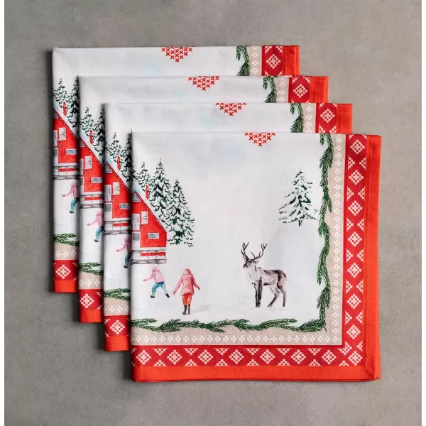 imageMaison d Hermine Napkins 100 Cotton Set of 4 Decorative Napkin Washable Cloth Napkins for Gifts Home Wedding Party ampamp Camping Whitish Shabby Chique  ThanksgivingChristmas 20x2026  Rural Xmas