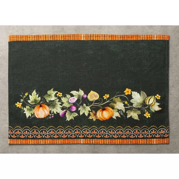 imageMaison d Hermine Placemat 100 Cotton Decorative Washable Table Placemats Dining Home Wedding Banquet Buffet Pumpkin Garden  Dark Green  ThanksgivingChristmasSet of 4