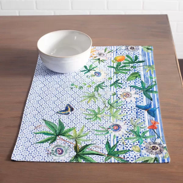 imageMaison d Hermine Placemats 100 Cotton Set of 4 Dinner Placemat Decorative Washable Cloth Placemat Dining Buffet Parties ampamp Camping Rose Garden  SpringSummer38  Passiflora