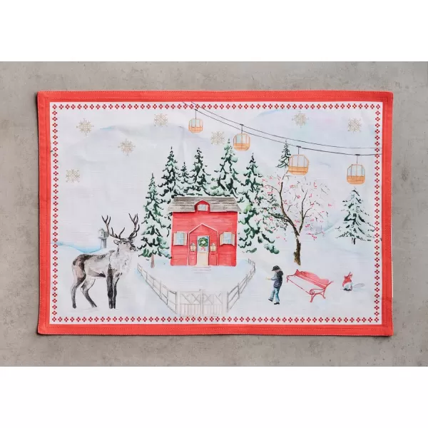 imageMaison d Hermine Placemats Set of 4 100 Cotton Decorative Washable Table Place Mat for Gifts Kitchen Party Wedding Restaurant ampamp Camping Rural Christmas  ThanksgivingChristmas