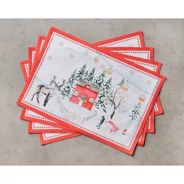 imageMaison d Hermine Placemats Set of 4 100 Cotton Decorative Washable Table Place Mat for Gifts Kitchen Party Wedding Restaurant ampamp Camping Rural Christmas  ThanksgivingChristmas