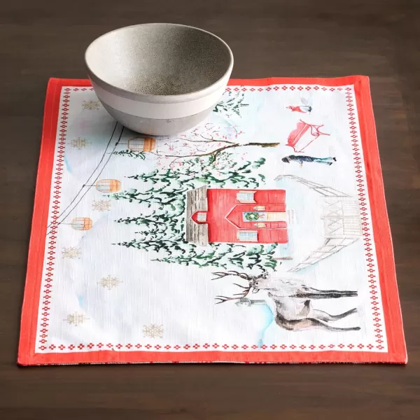 imageMaison d Hermine Placemats Set of 4 100 Cotton Decorative Washable Table Place Mat for Gifts Kitchen Party Wedding Restaurant ampamp Camping Rural Christmas  ThanksgivingChristmas