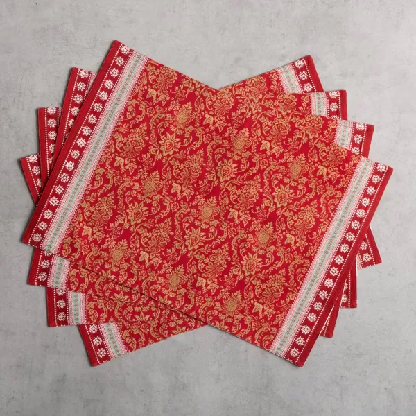 imageMaison d Hermine Placemats Set of 4 100 Cotton Decorative Washable Table Place Mat for Gifts Kitchen Party Wedding Restaurant ampamp Camping Sofia  ThanksgivingChristmas