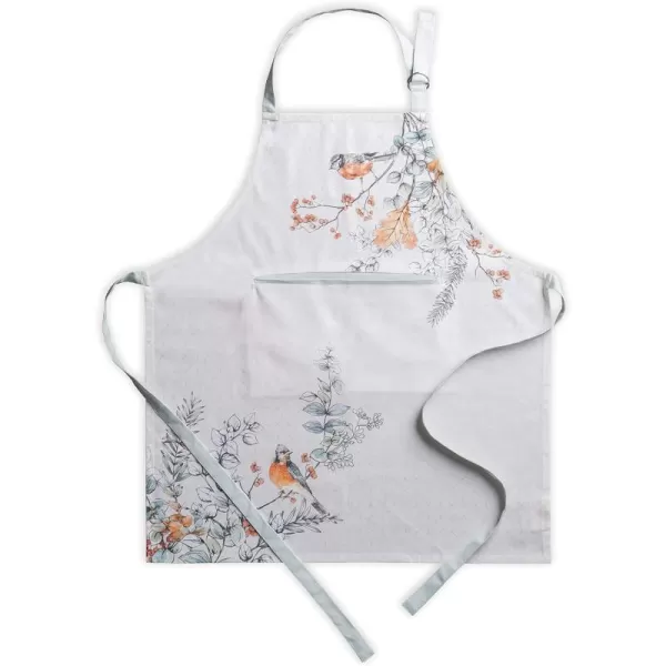 imageCotton Apron with Center Pocket Kitchen Unisex Cloth Apron 1 Piece with Long Ties for Painting Cooking Baking Restaurant09  Whitish Shabby Chique