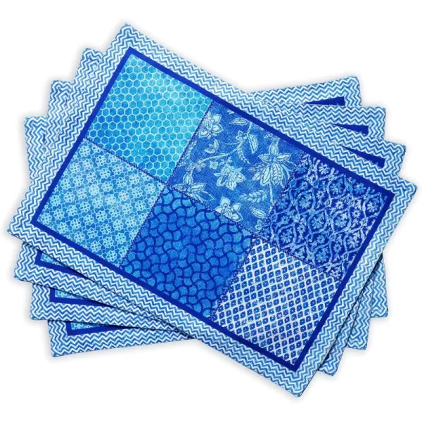 imageMaison d Hermine Cloth Placemats Set of 4 100 Cotton Decorative Washable Table Place Mat Kitchen Party Wedding Restaurant ampamp Camping Meadow Florals  Beige  SpringSummer21  Indigo Love