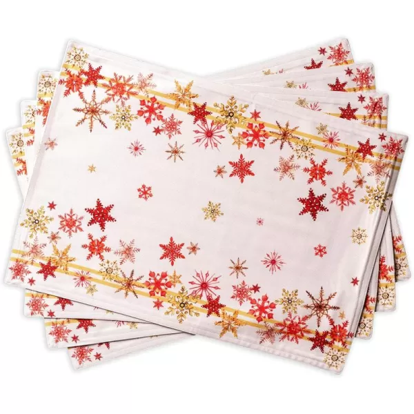 imageMaison d Hermine Cloth Placemats Set of 4 100 Cotton Decorative Washable Table Place Mat Kitchen Wedding Restaurant ampamp Camping Kelim  Prairie  ThanksgivingChristmas17  Crystal Star