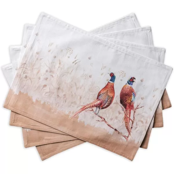 imageMaison d Hermine Cloth Placemats Set of 4 100 Cotton Decorative Washable Table Place Mat Kitchen Wedding Restaurant ampamp Camping Kelim  Prairie  ThanksgivingChristmas5  Faisan Dautomne
