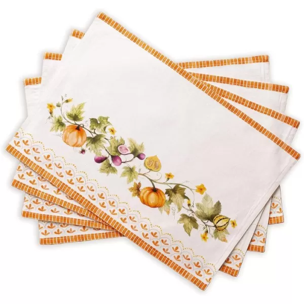 imageMaison d Hermine Cloth Placemats Set of 4 100 Cotton Decorative Washable Table Place Mat Kitchen Wedding Restaurant ampamp Camping Kelim  Prairie  ThanksgivingChristmas4  Pumpkin Garden  Cloudy Cream
