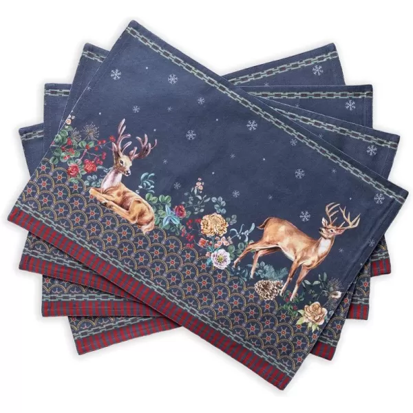 imageMaison d Hermine Cloth Placemats Set of 4 100 Cotton Decorative Washable Table Place Mat Kitchen Wedding Restaurant ampamp Camping Kelim  Prairie  ThanksgivingChristmas3  Christmas Joy