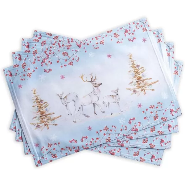 imageMaison d Hermine Cloth Placemats Set of 4 100 Cotton Decorative Washable Table Place Mat Kitchen Wedding Restaurant ampamp Camping Kelim  Prairie  ThanksgivingChristmas7  Fairytale Forest