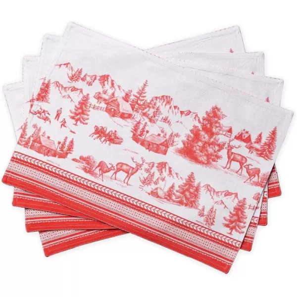 imageMaison d Hermine Cloth Placemats Set of 4 100 Cotton Decorative Washable Table Place Mat Kitchen Wedding Restaurant ampamp Camping Kelim  Prairie  ThanksgivingChristmas19  Winter Jouy