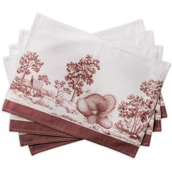 imageMaison d Hermine Cloth Placemats Set of 4 100 Cotton Decorative Washable Table Place Mat Kitchen Wedding Restaurant ampamp Camping Kelim  Prairie  ThanksgivingChristmas26  Holy Jouy  Brown
