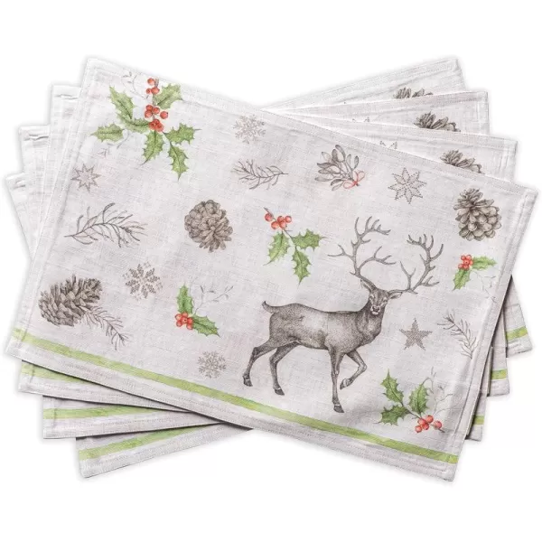 imageMaison d Hermine Cloth Placemats Set of 4 100 Cotton Decorative Washable Table Place Mat Kitchen Wedding Restaurant ampamp Camping Kelim  Prairie  ThanksgivingChristmas6  Christmas Dew