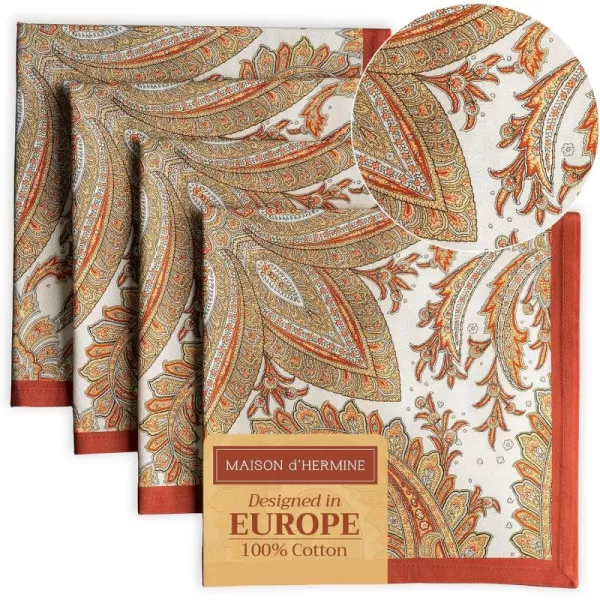 imageMaison d Hermine Napkins 100 Cotton Set of 4 Decorative Napkin Washable Cloth Napkins for Gifts Home Wedding Party ampamp Camping Whitish Shabby Chique  ThanksgivingChristmas 20x2002  Kashmir Paisley