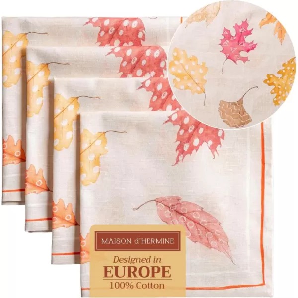 imageMaison d Hermine Napkins 100 Cotton Set of 4 Decorative Napkin Washable Cloth Napkins for Gifts Home Wedding Party ampamp Camping Whitish Shabby Chique  ThanksgivingChristmas 20x2015  Colors of Autumn