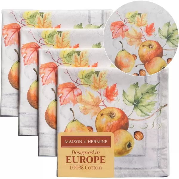 imageMaison d Hermine Napkins 100 Cotton Set of 4 Decorative Napkin Washable Cloth Napkins for Gifts Home Wedding Party ampamp Camping Whitish Shabby Chique  ThanksgivingChristmas 20x2021  Fruit Dhiver